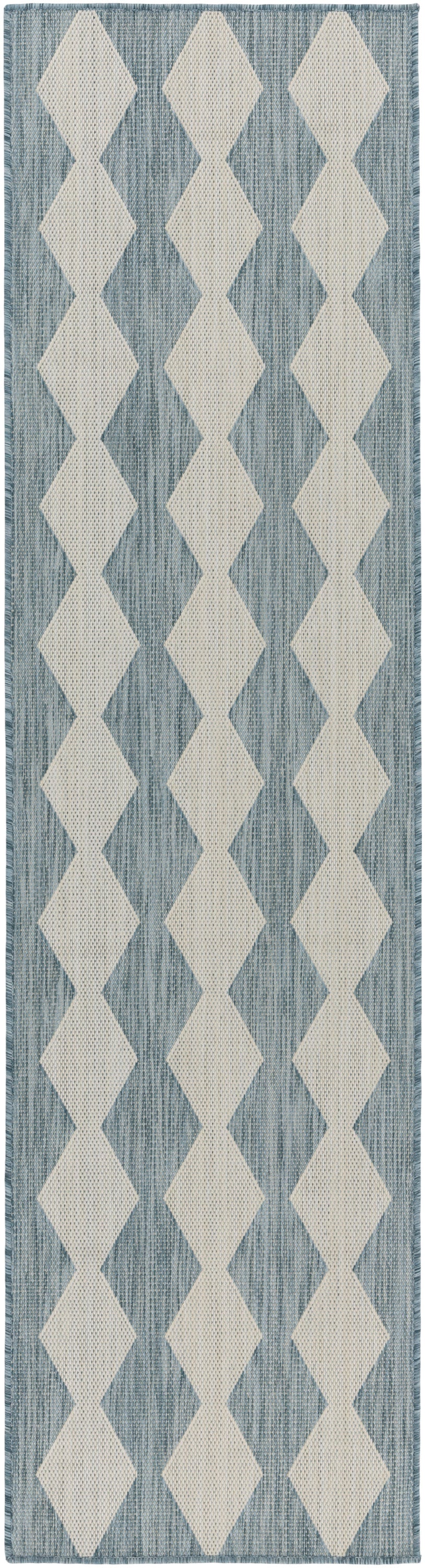 Nourison Positano 2'2" x 10' Aqua Modern Rug