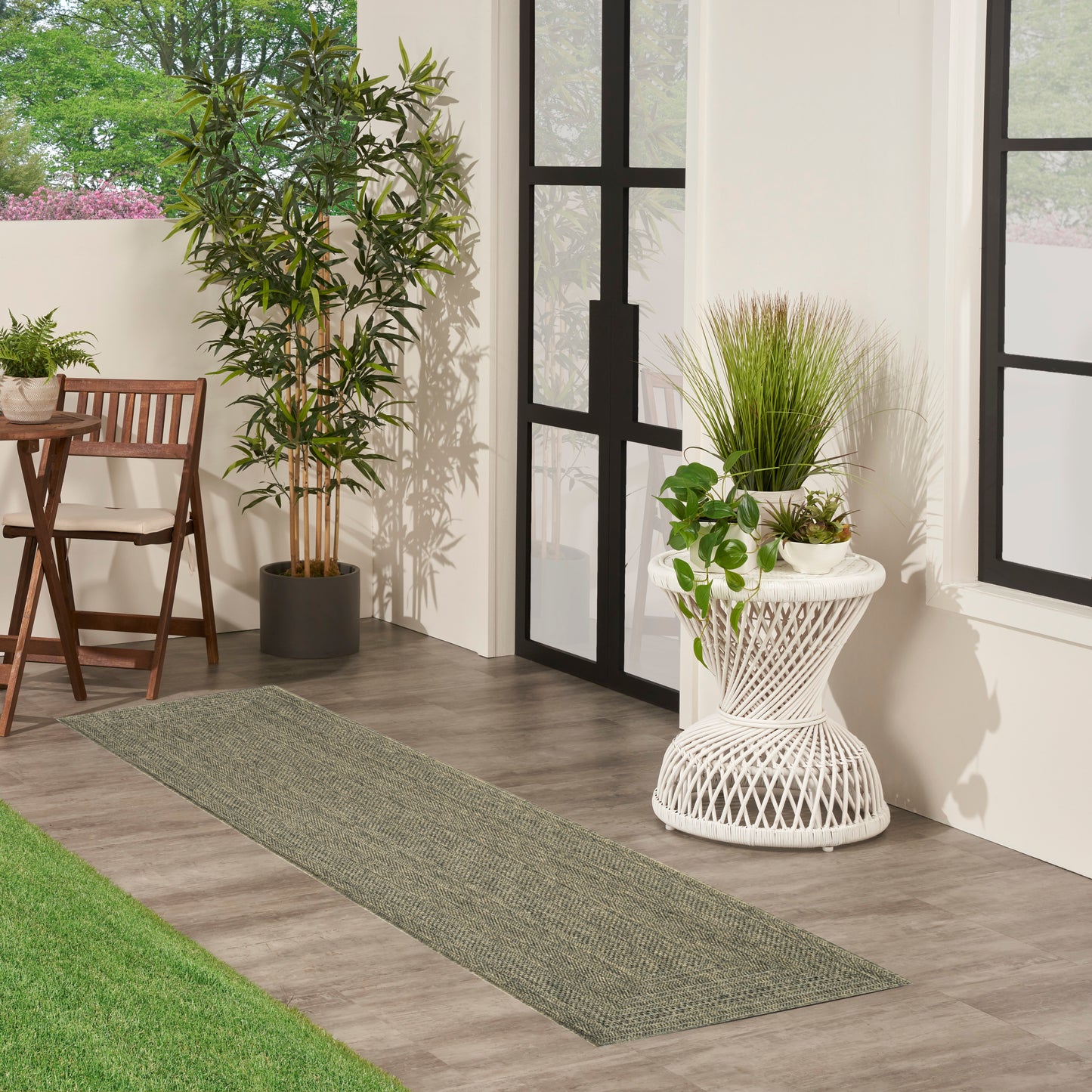 Nourison Tulum 2' x 6' Olive Outdoor Rug