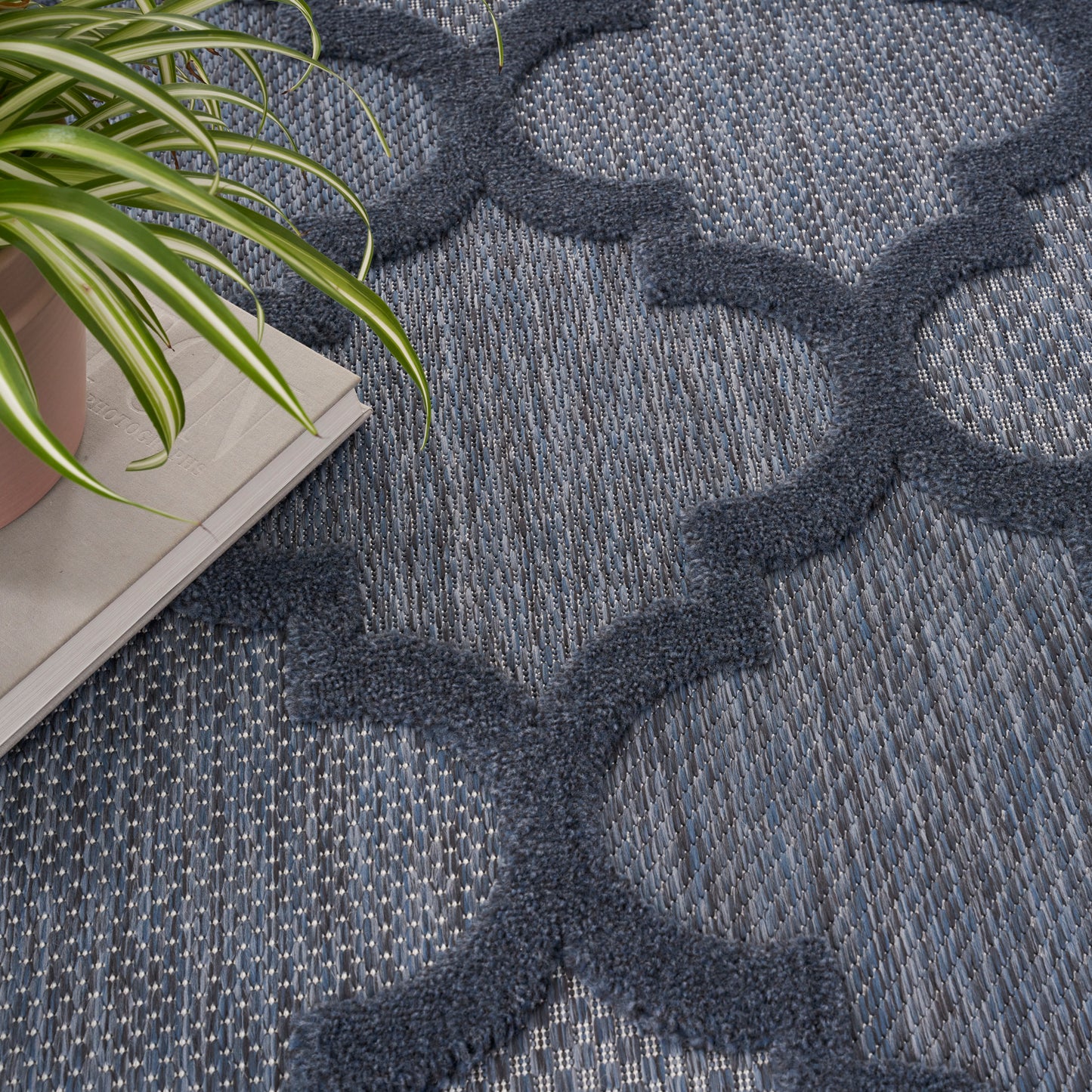 Nourison Easy Care 9' x 12' Navy Blue Modern Rug