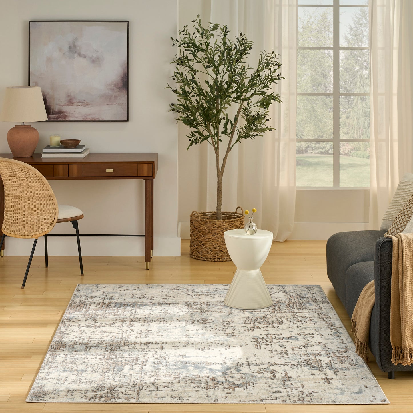 Nourison Quarry 3'9" x 5'9" Ivory Beige Modern Indoor Rug
