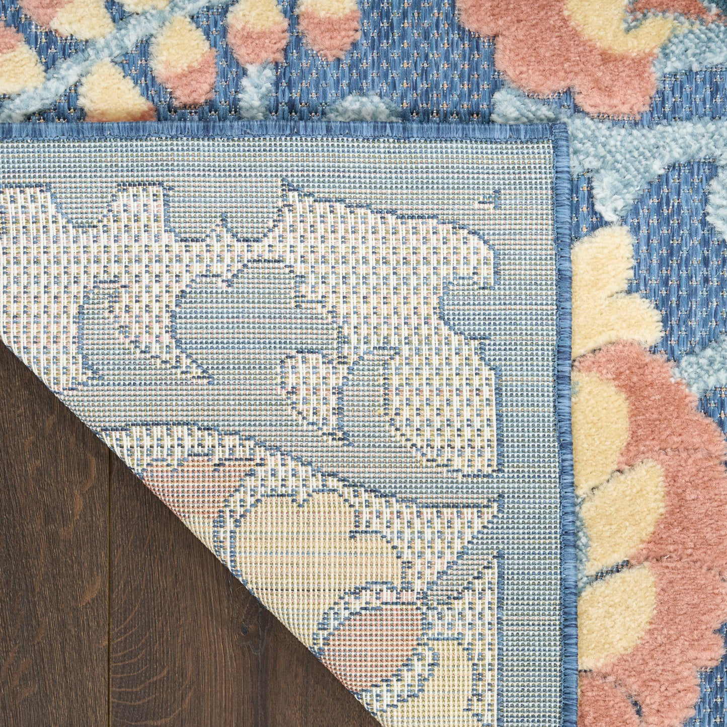 Nourison Aloha 3'6" x 5'6" Blue Rose Farmhouse Rug