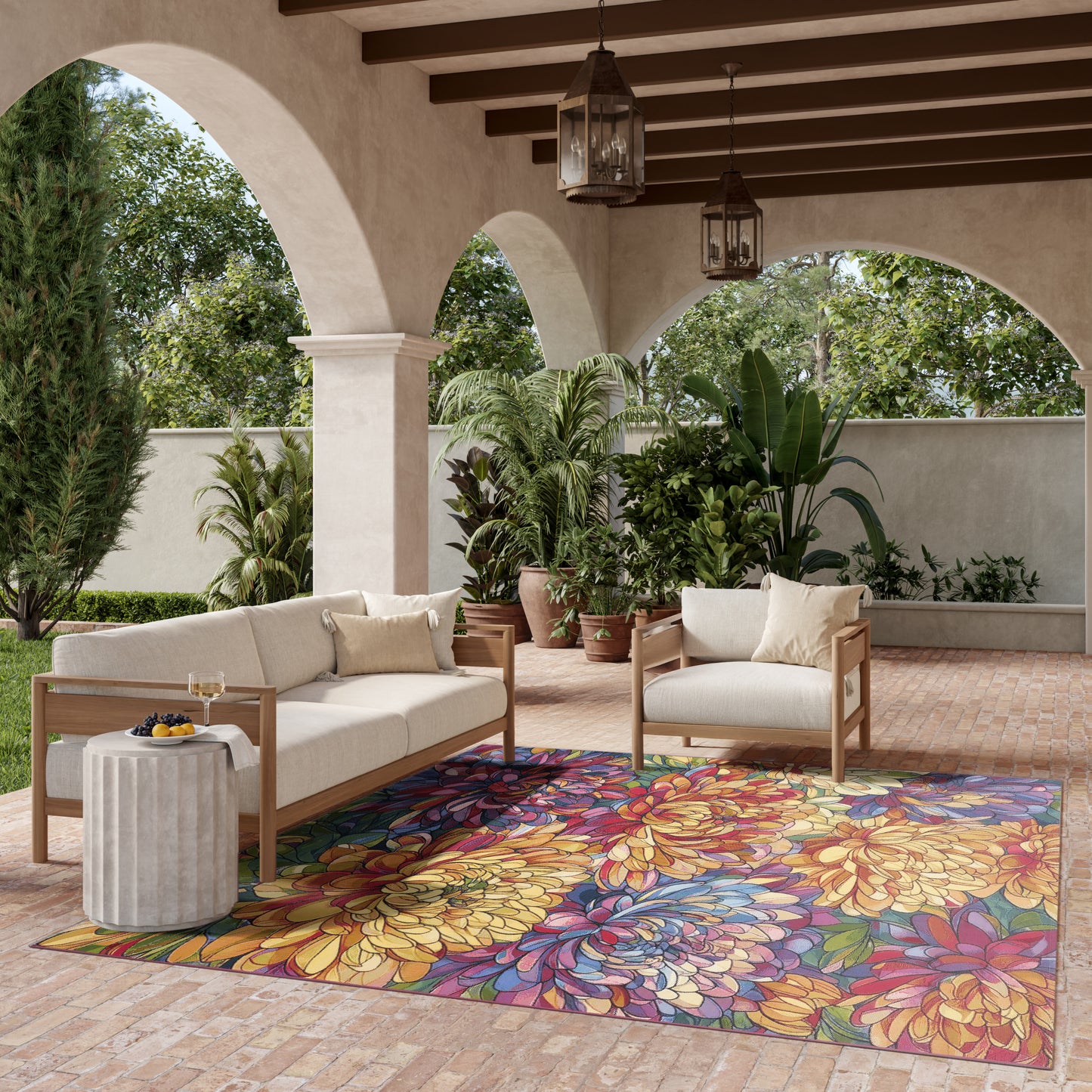 Nourison Color Splash 7'10" x 9'10" Multicolor Outdoor Rug