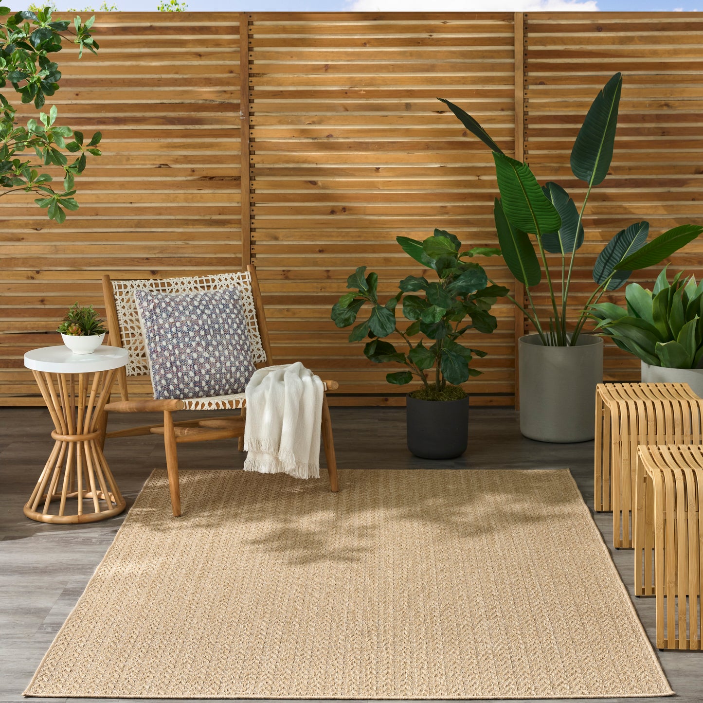 Nourison Tulum 4' x 6' Taupe Outdoor Rug