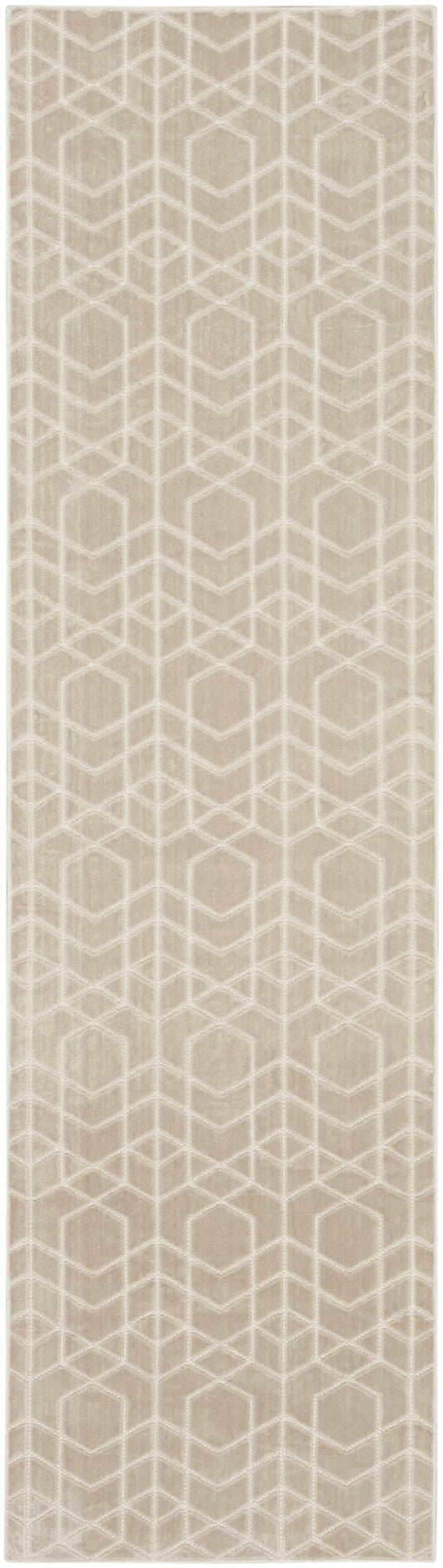 Nourison Washable Charm 2'2" x 8' Silver Ivory Modern Indoor Rug
