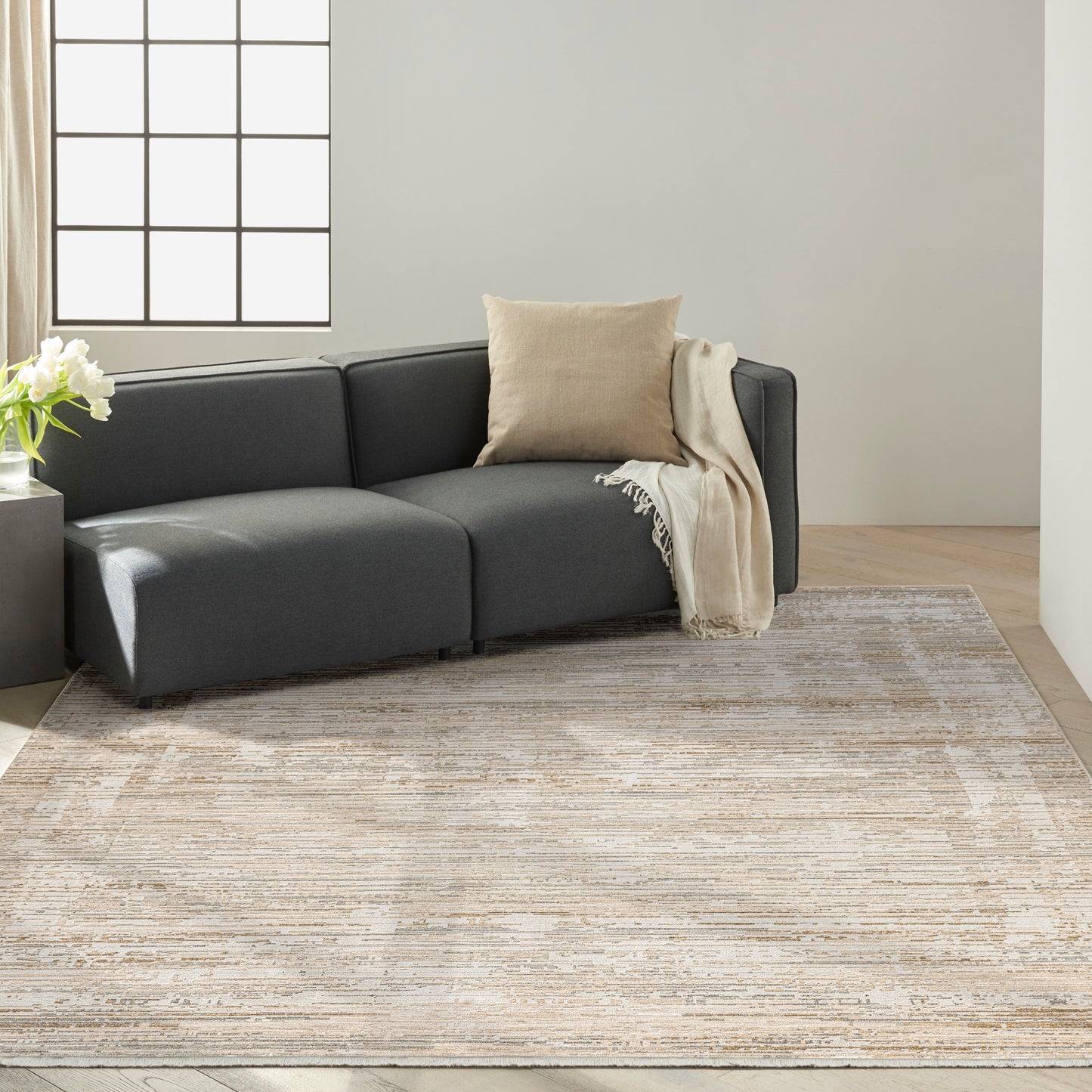 Calvin Klein CK078 Summit 7'10" x 10'2" Natural Ivory Modern Indoor Rug