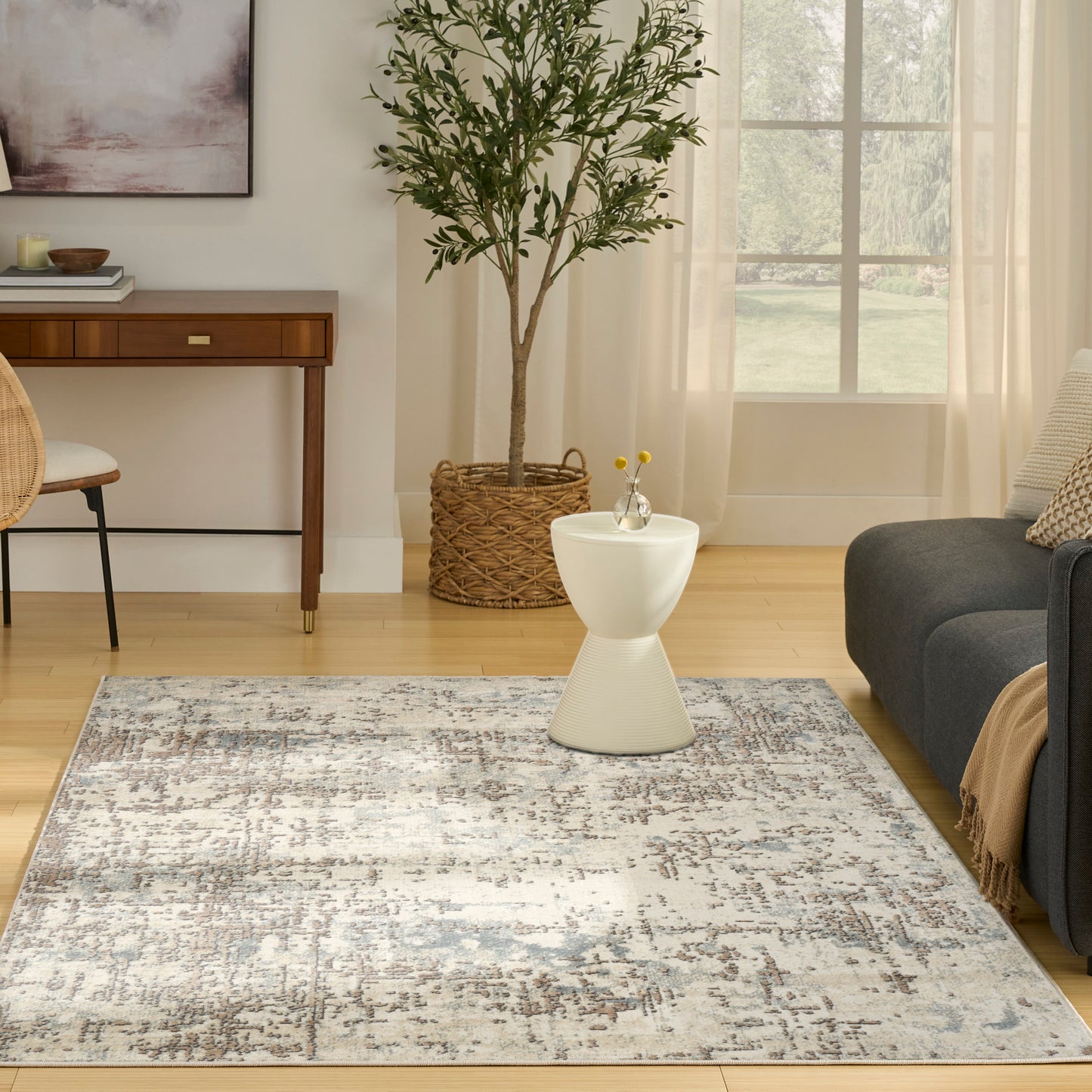 Nourison Quarry 3'9" x 5'9" Ivory Beige Modern Indoor Rug