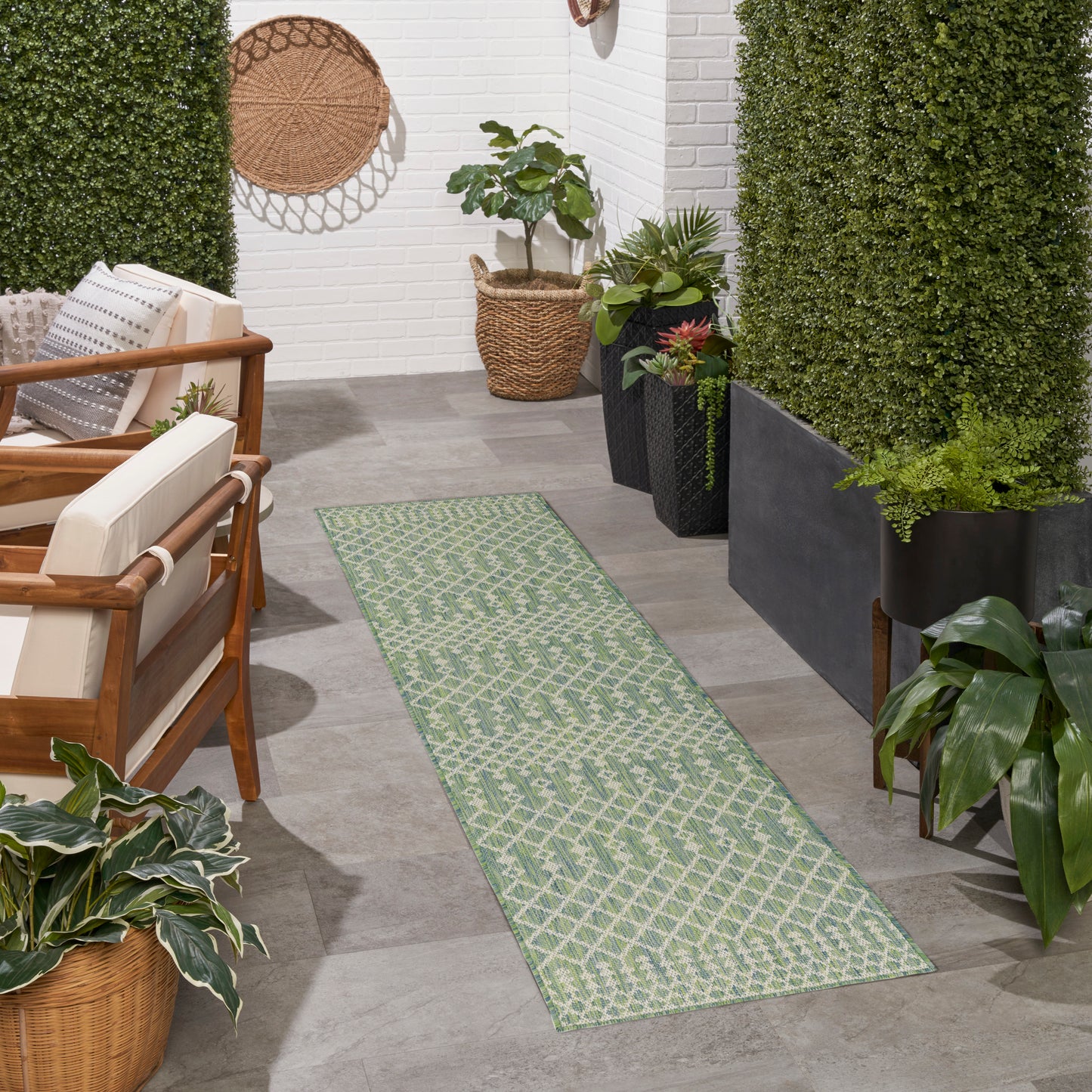 Nourison Positano 2' x 6' Blue Green Modern Rug