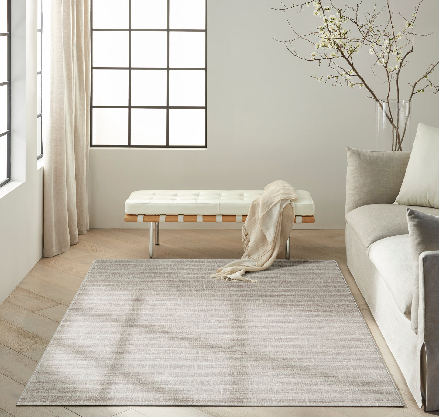 Calvin Klein CK079 Notes 3'11" x 5'11" Ivory Grey Modern Indoor Rug