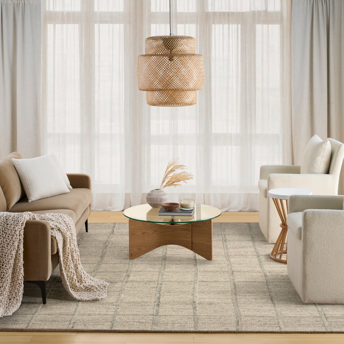 DKNY Pure Framework 5' x 7'6" Silver Modern Indoor Rug