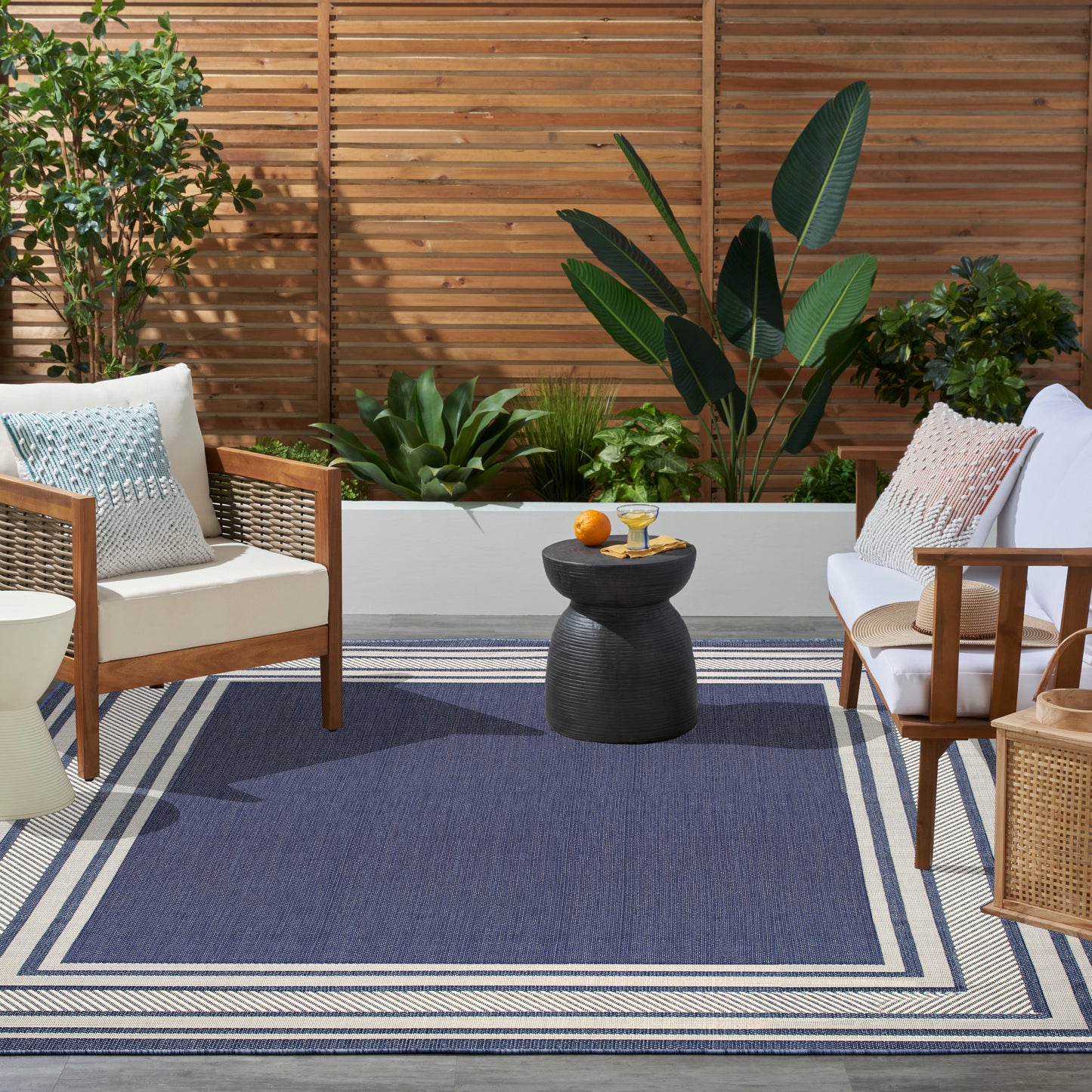 Nourison Horizon Indoor/Outdoor 9' x 12' Navy Modern Rug