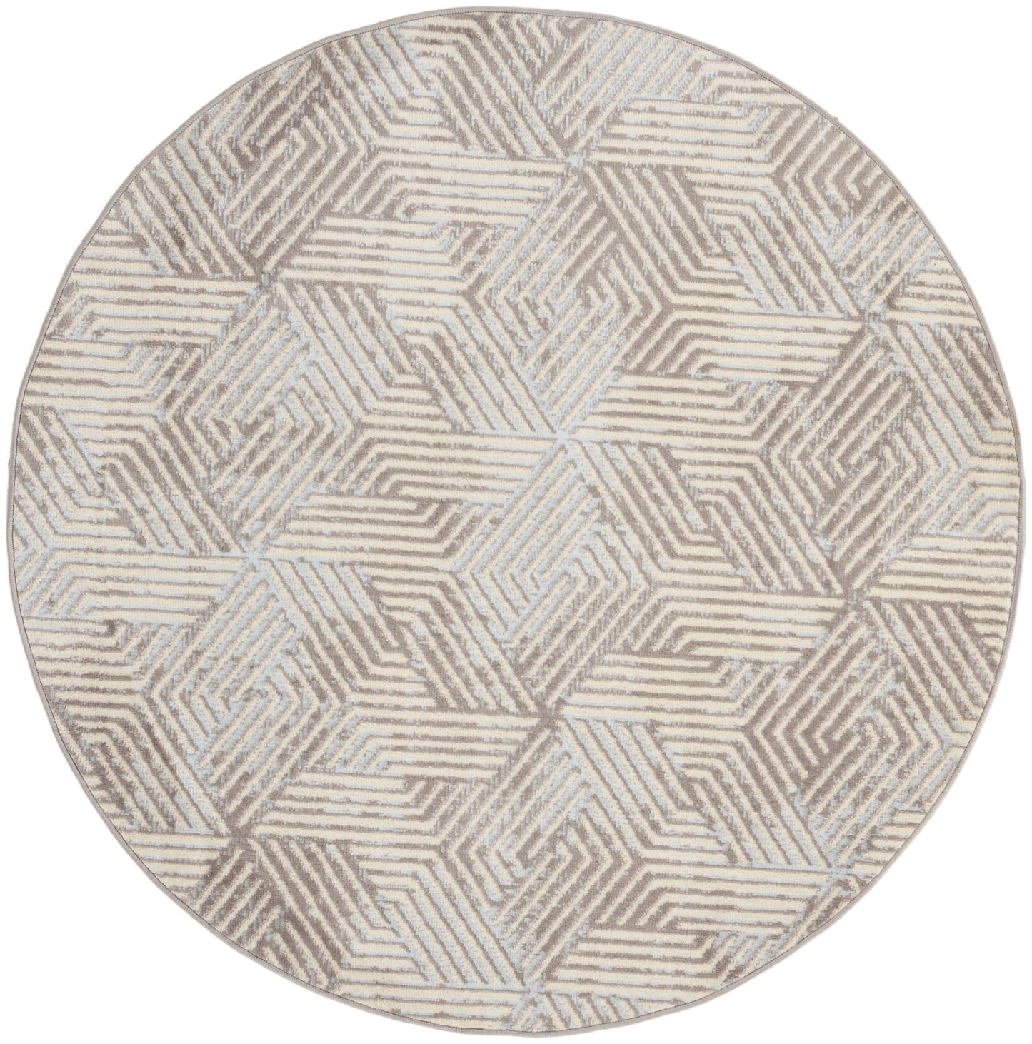 Nourison Grafix 5'3" x Round Grey Modern Indoor Rug