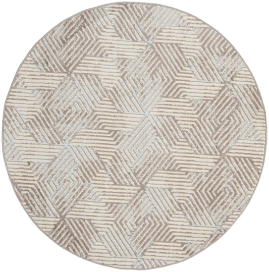 Nourison Grafix 5'3" x Round Grey Modern Indoor Rug