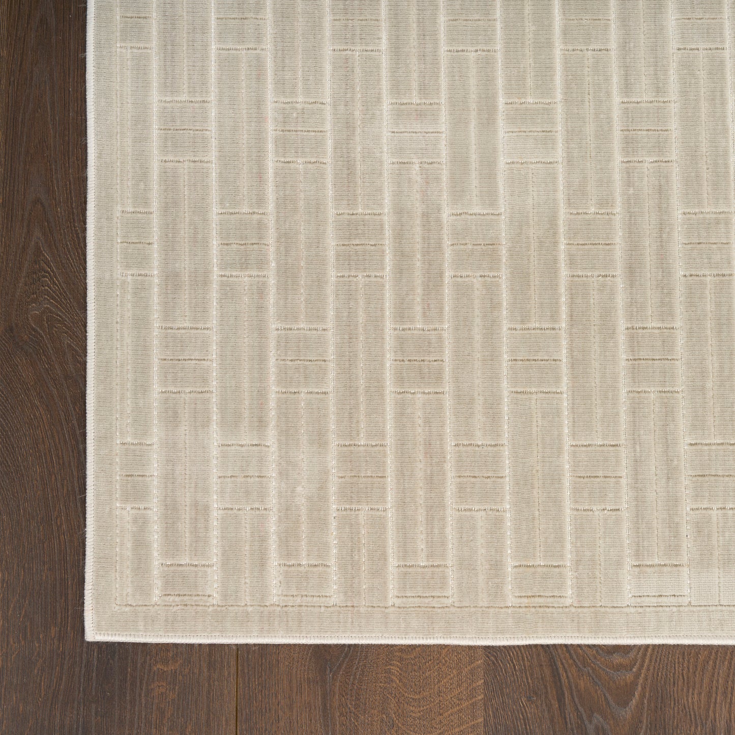 Nourison Washable Charm 2'2" x 8' Silver Ivory Modern Indoor Rug
