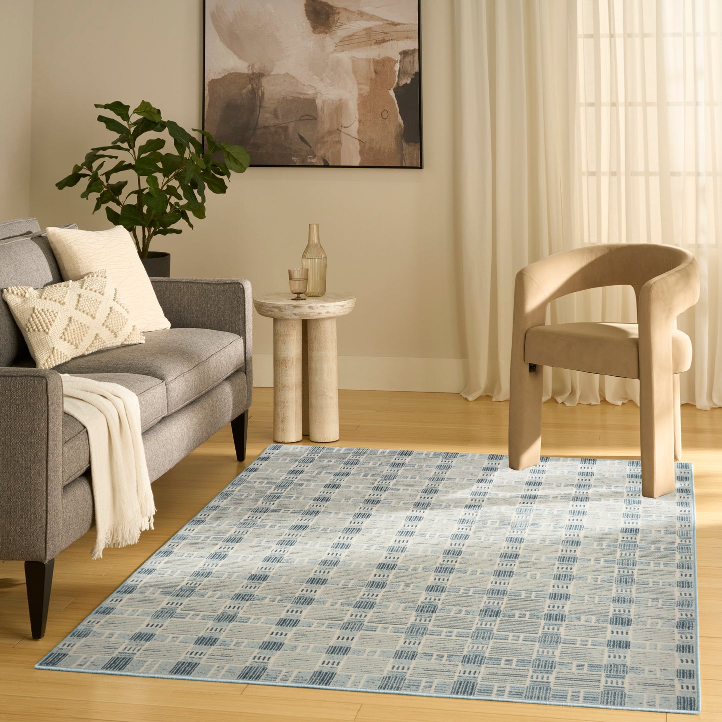 Nourison Nordic 5' x 7' Blue Modern Indoor Rug