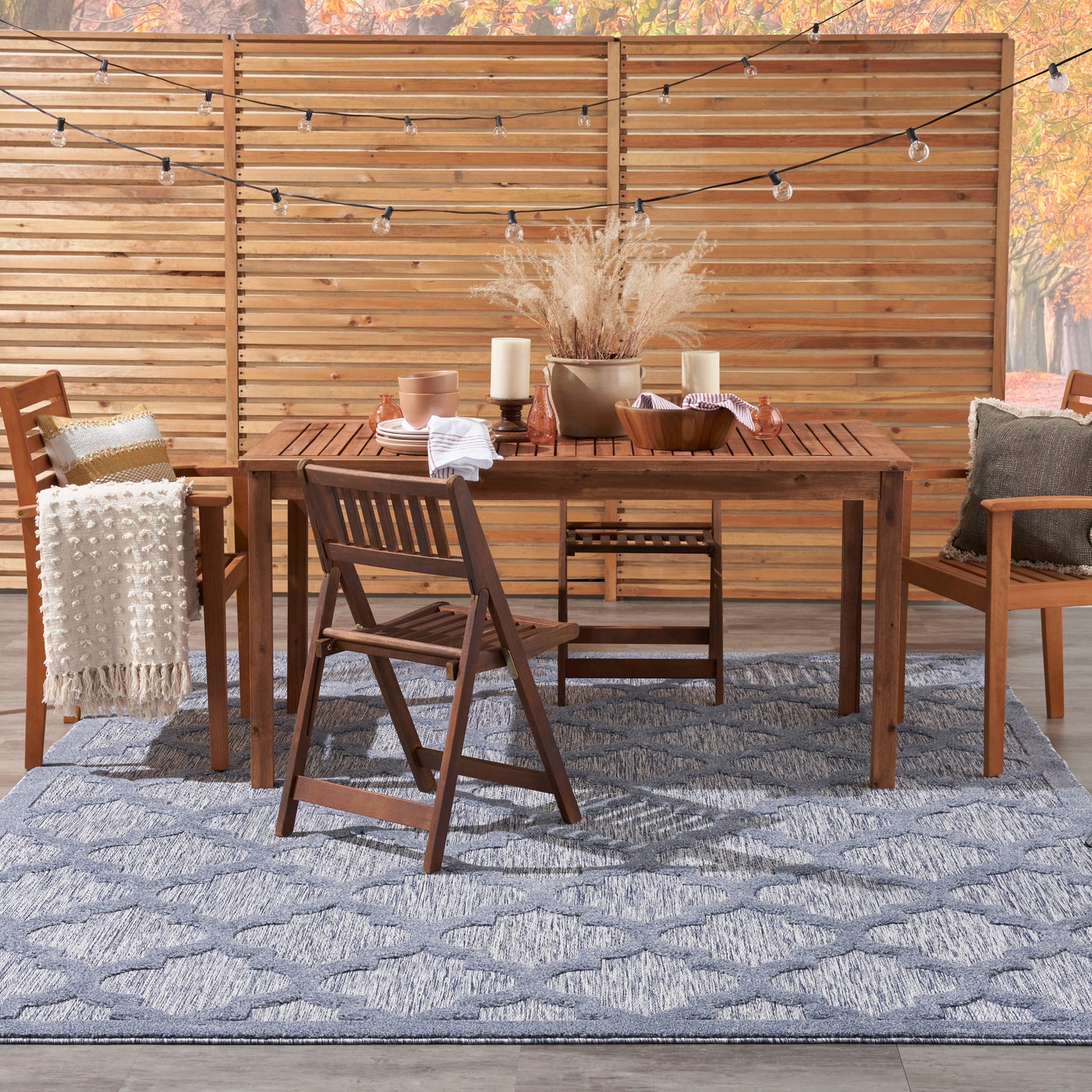 Nourison Easy Care 9' x 12' Denim Blue Modern Rug