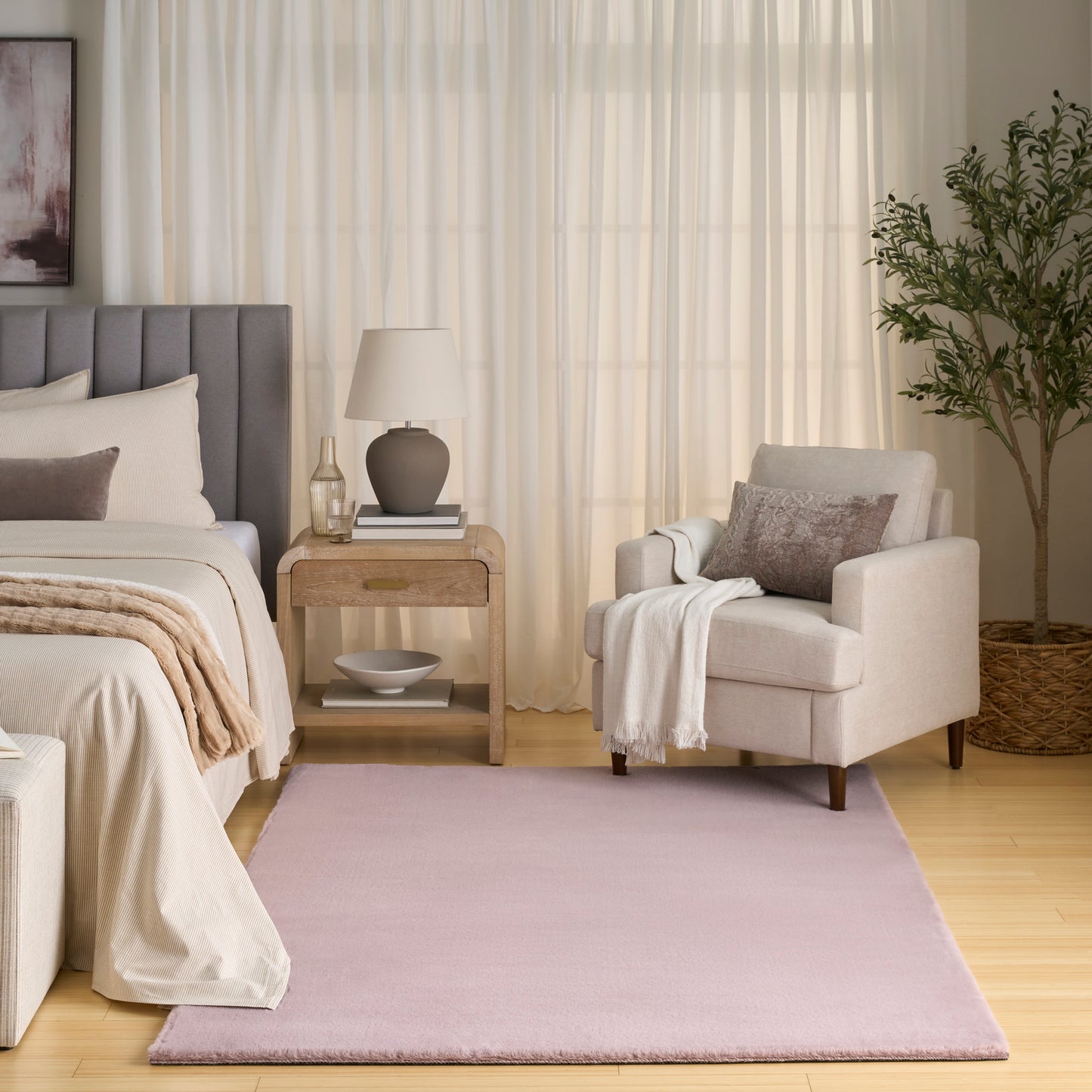 Nourison Soft Plush Rabbit Fur 7'6" x 9'6" Lavender Contemporary Indoor Rug