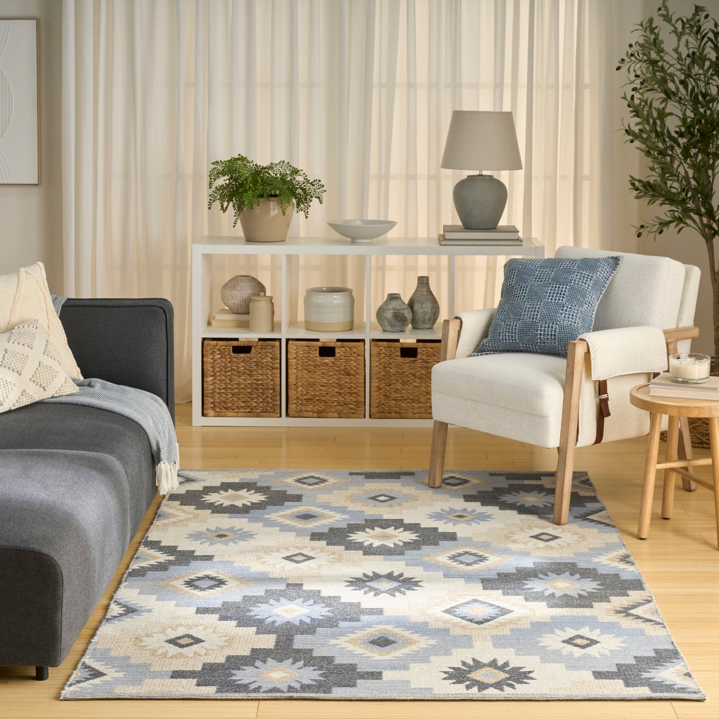 Nourison Copenhagen 5' x 7' Ivory Navy Modern Indoor Rug