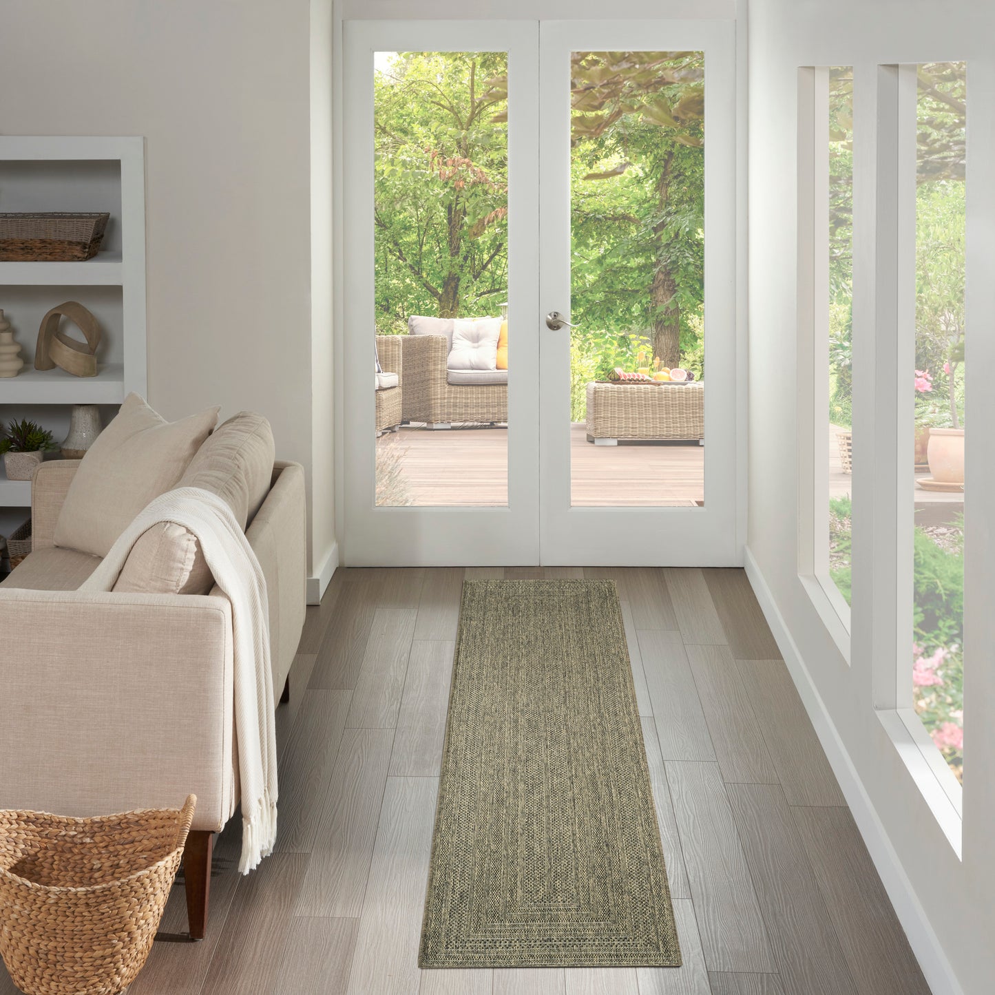 Nourison Tulum 2' x 6' Olive Outdoor Rug