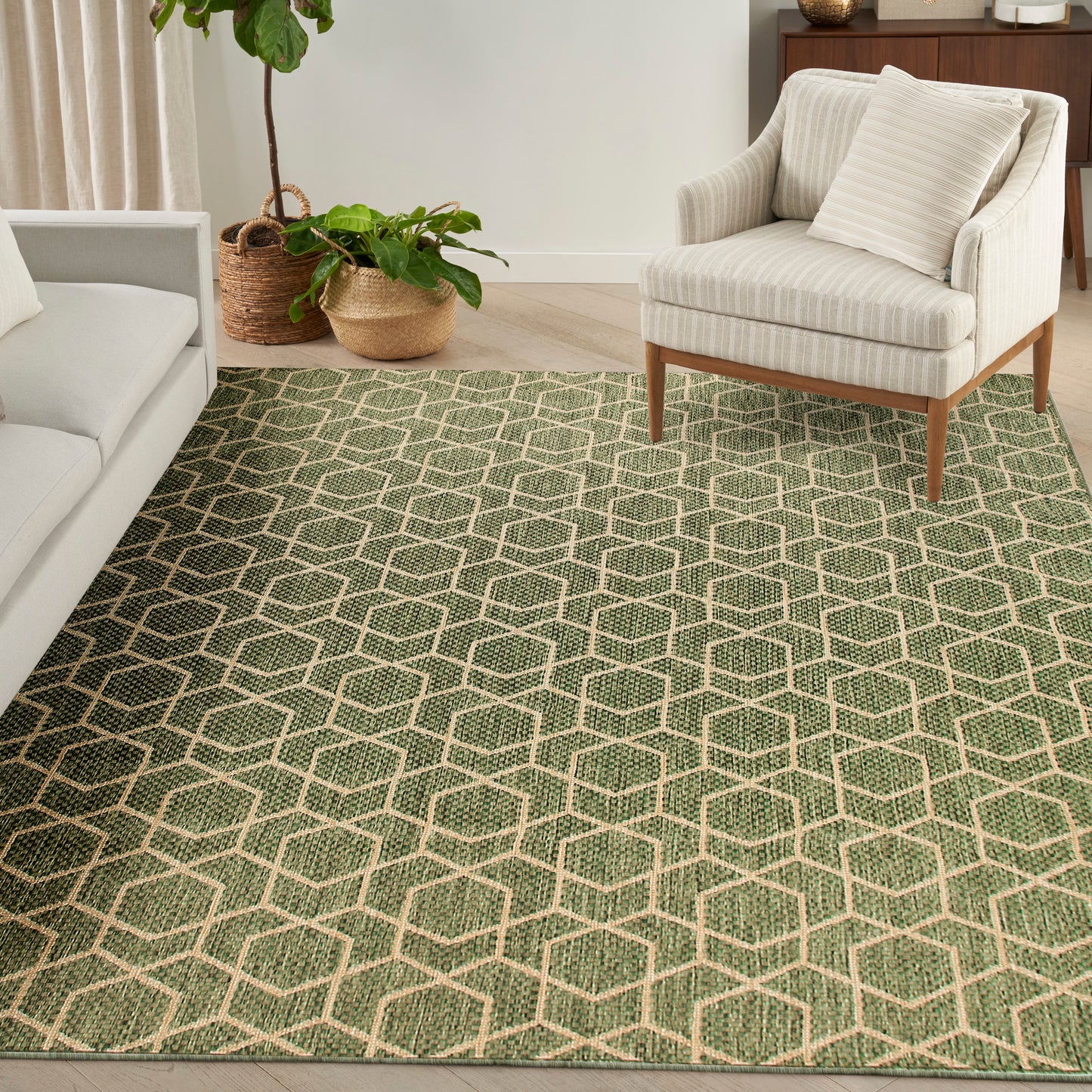 Nourison Horizon Indoor/Outdoor 9' x 12' Green Modern Rug
