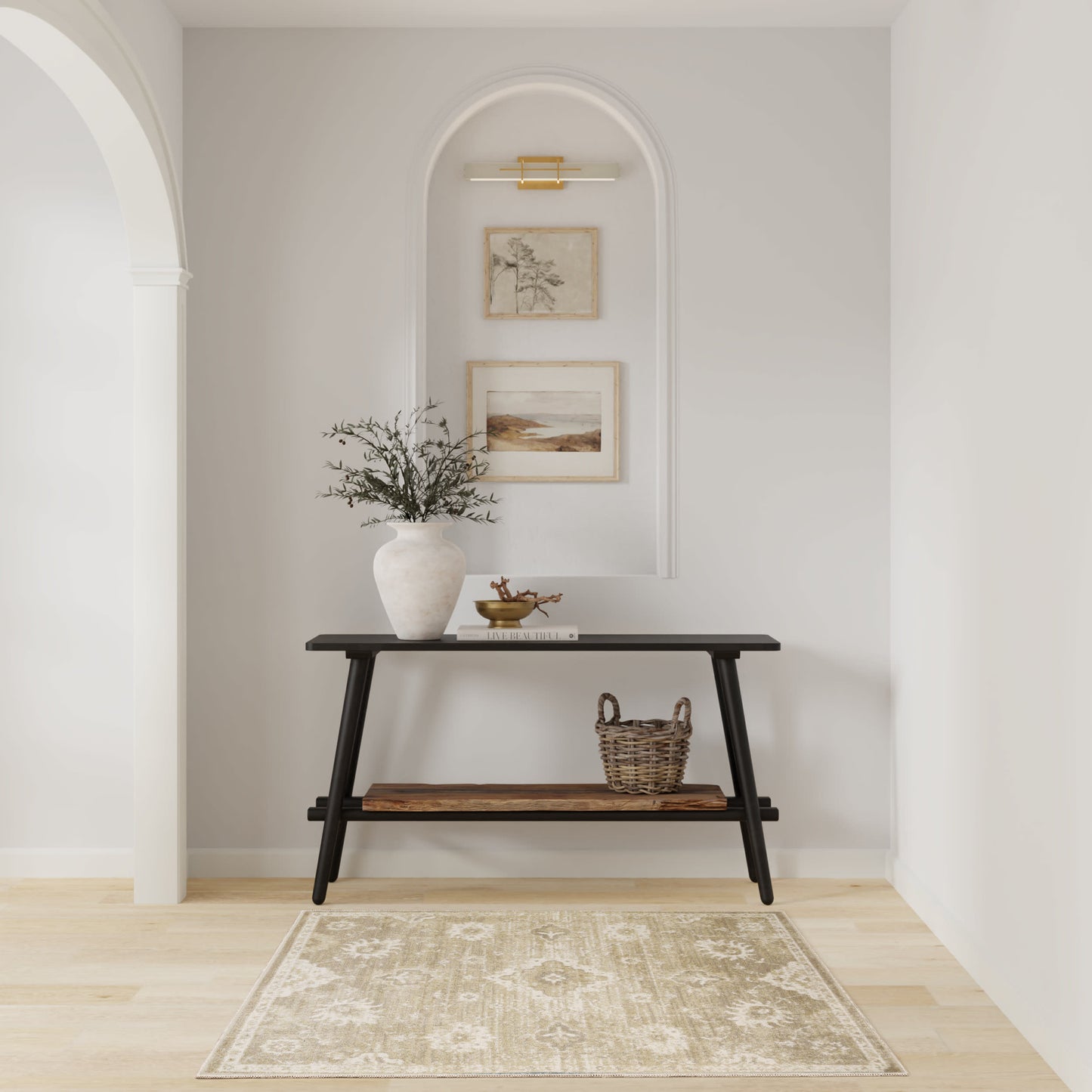 Nourison Astra Machine Washable 3'3" x 5' Ivory Gold Vintage Indoor Rug