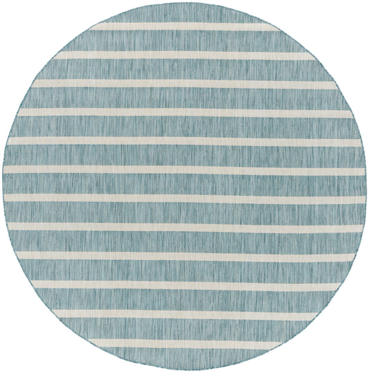 Nourison Positano 8' x Round Aqua Ivory Modern Rug