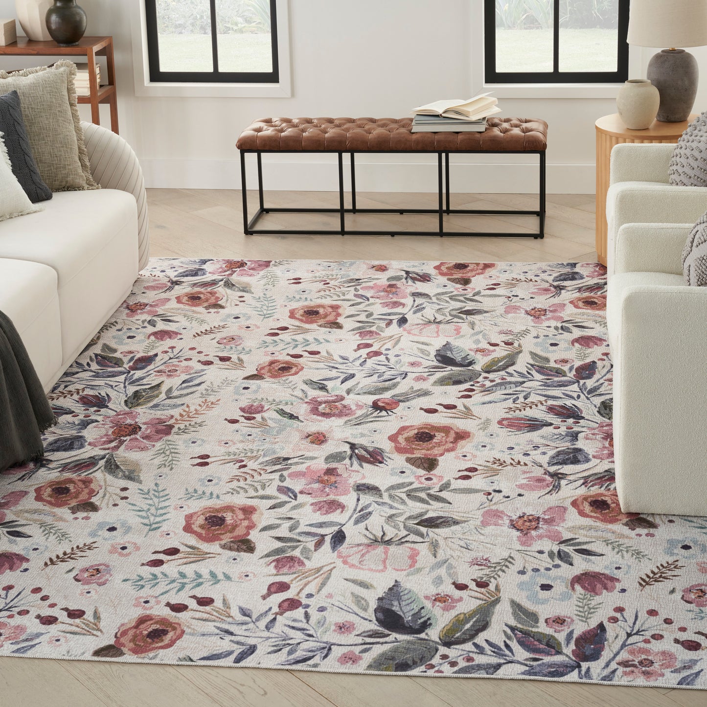 Nourison Nourison Washables 9'2" x 12' Ivory Pink Vintage Indoor Rug