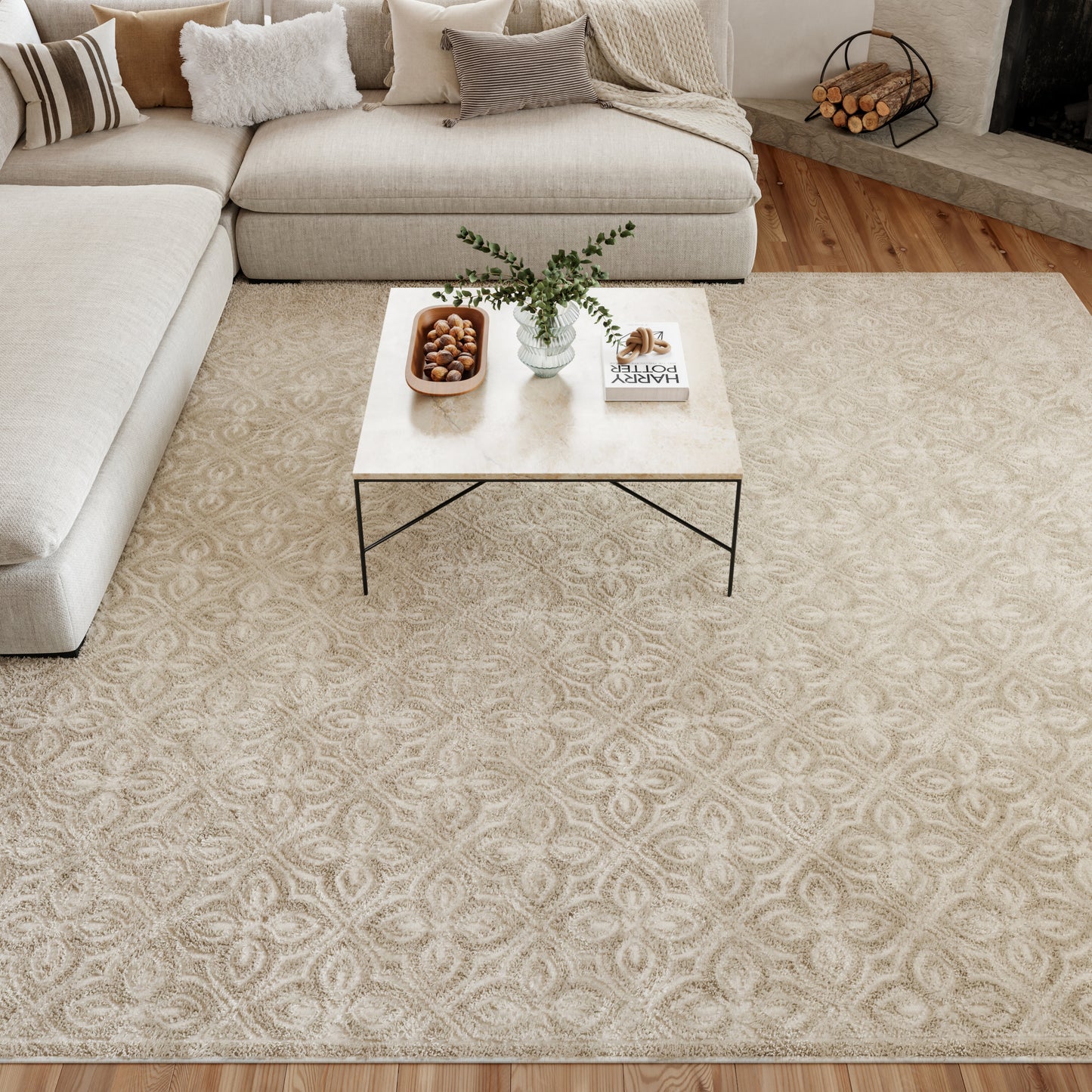 Nourison Washable Charm 9' x 12' Silver Ivory Contemporary Indoor Rug