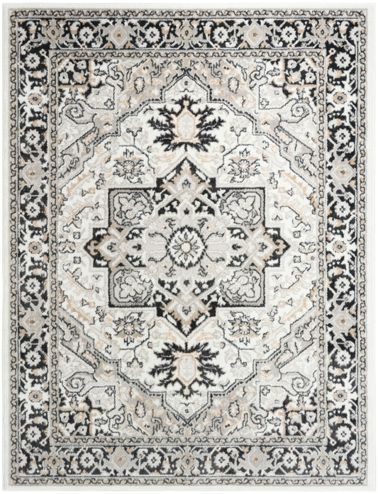 Nourison Dekor 4' x 6' Ivory Charcoal Vintage Indoor Rug