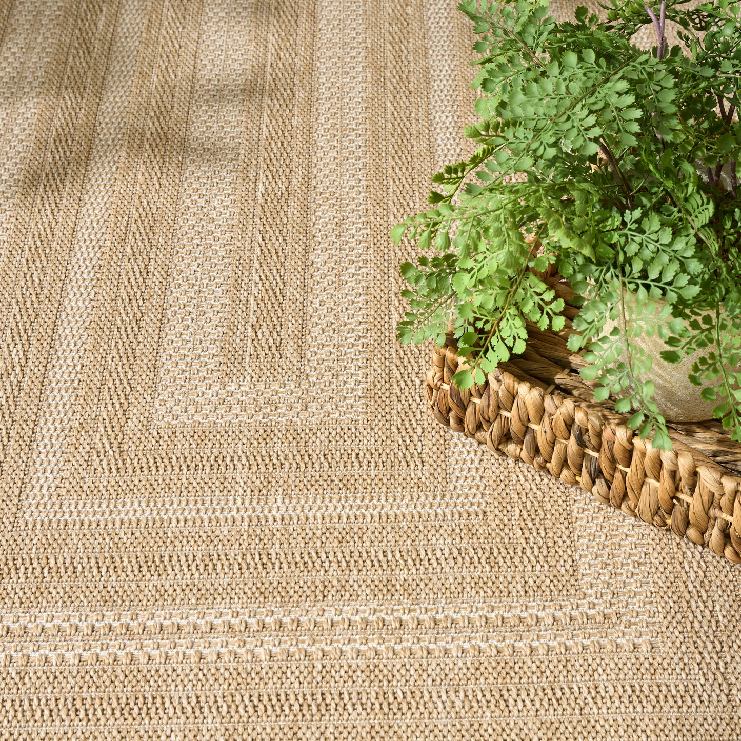 Nourison Tulum 8' x Round Taupe Ivory Outdoor Rug