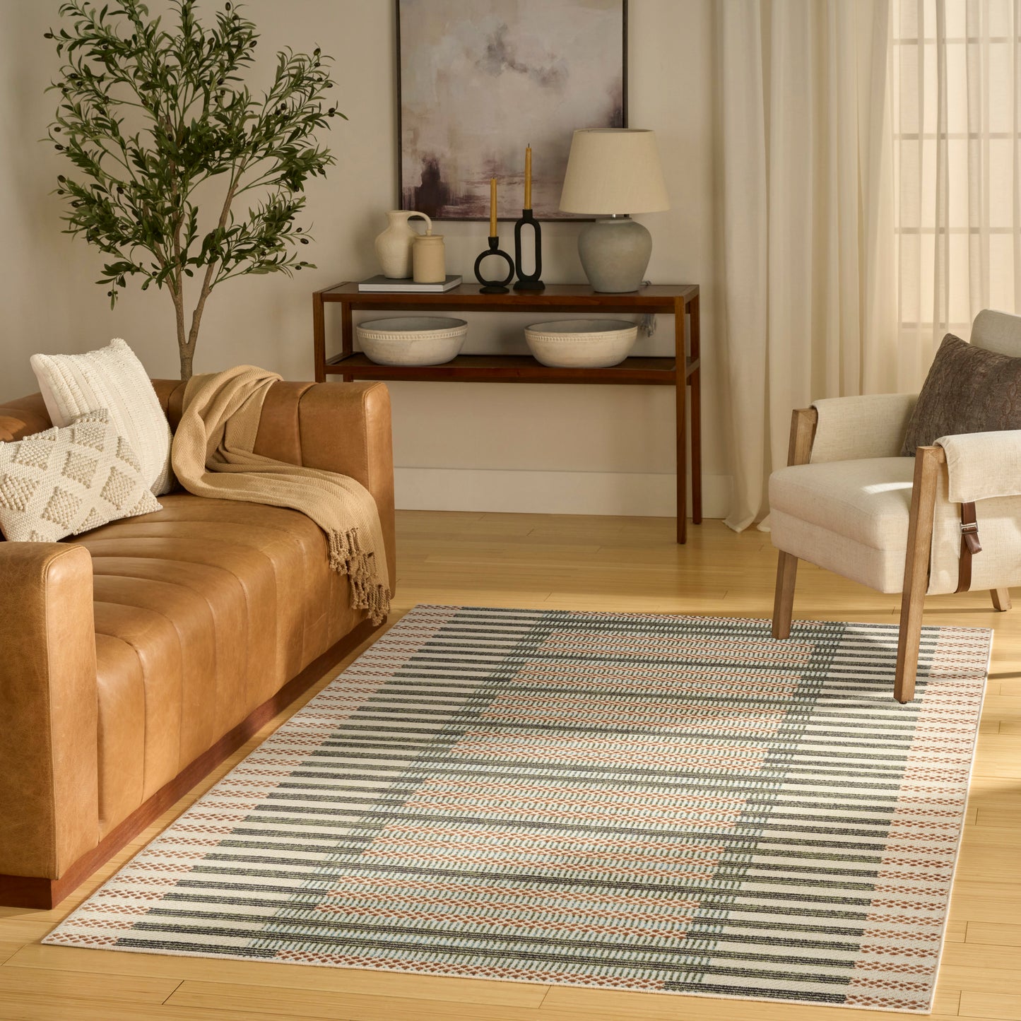 Nourison Nordic 4' x 6' Ivory Multicolor Modern Indoor Rug