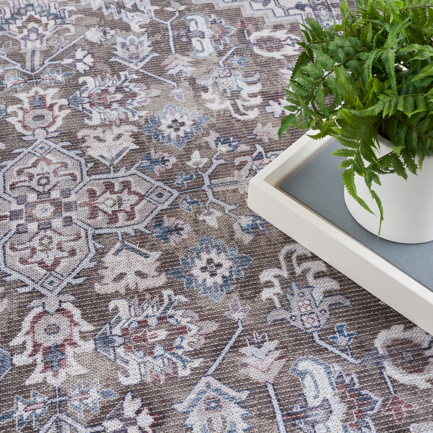 Nourison New Concept Washables 2' x 3'9" Olive Ivory Vintage Indoor Rug