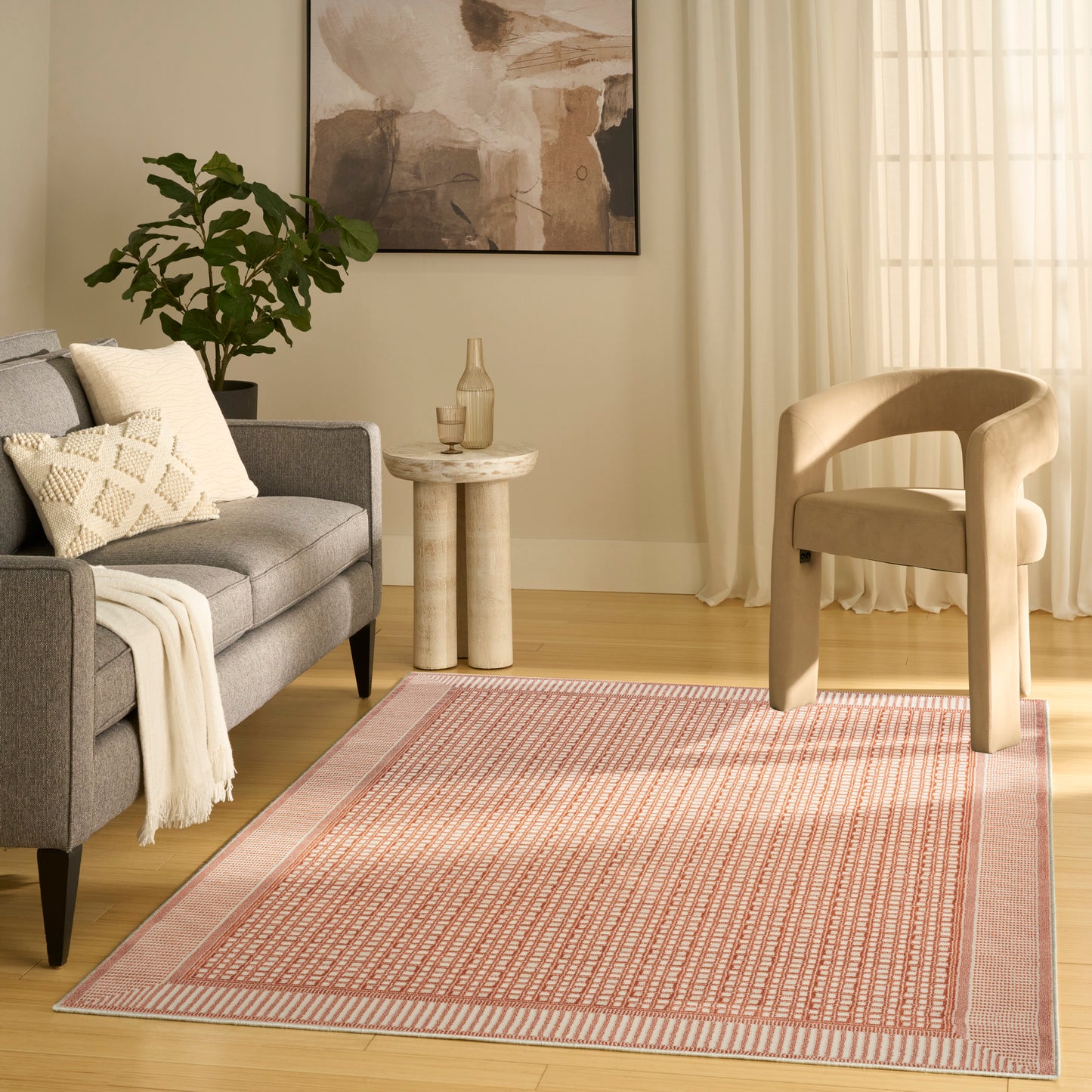 Nourison Nordic 4' x 6' Brick Ivory Modern Indoor Rug