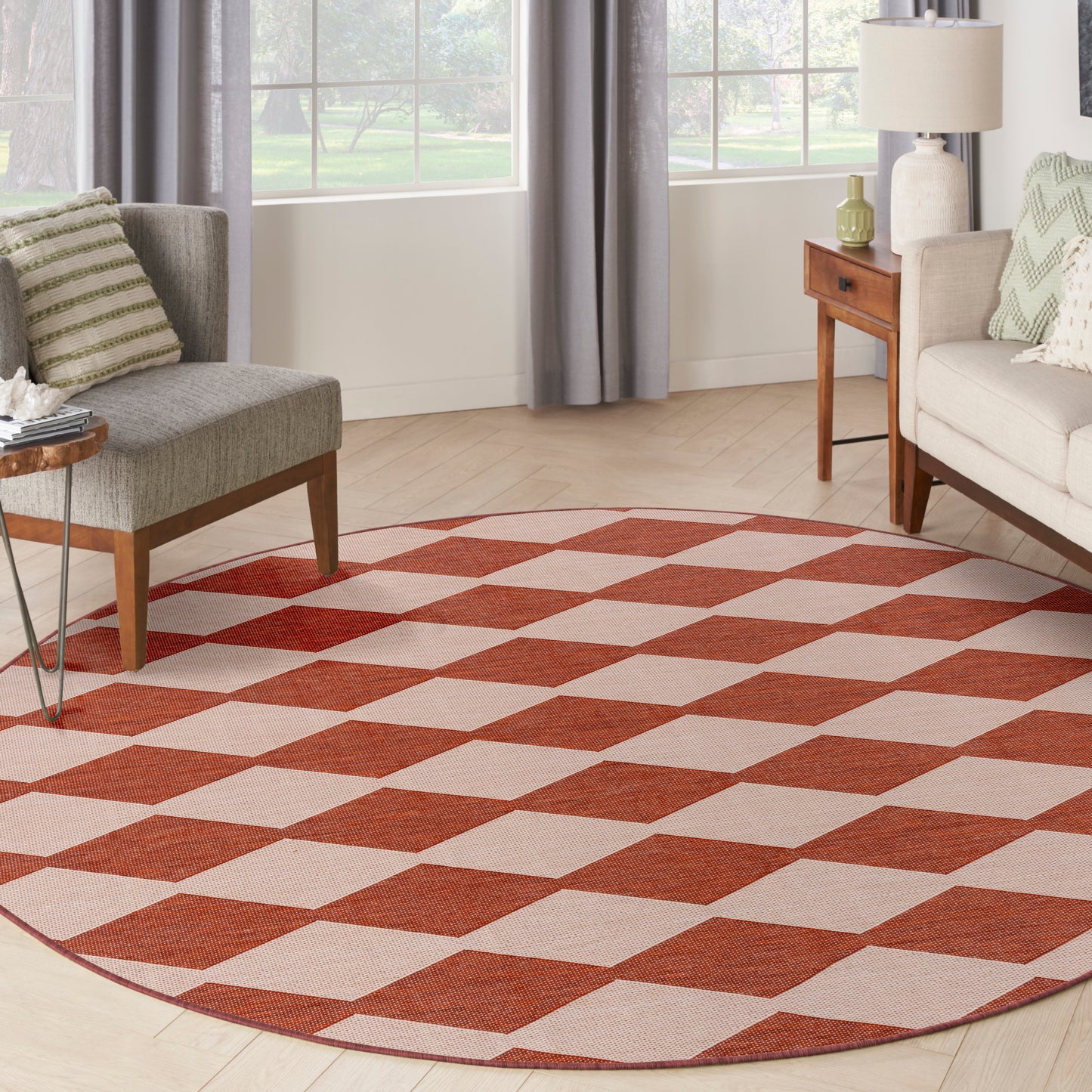 Nourison Positano 8' x Round Terracotta Modern Rug
