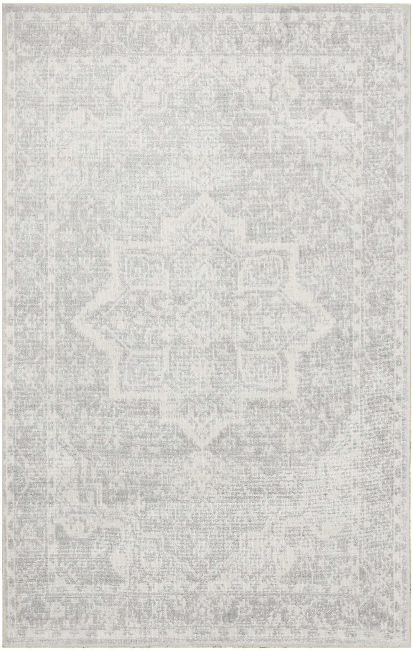 Nourison Astra Machine Washable 3'3" x 5' Grey Vintage Indoor Rug