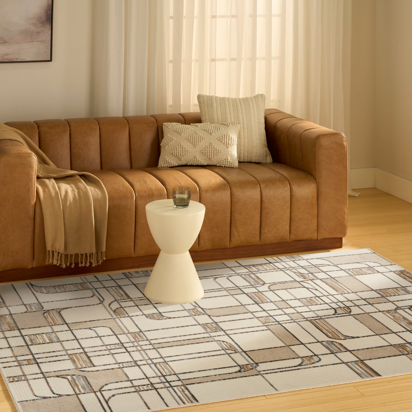 Nourison Nordic 5' x 7' Ivory Multicolor Mid-Century Modern Indoor Rug
