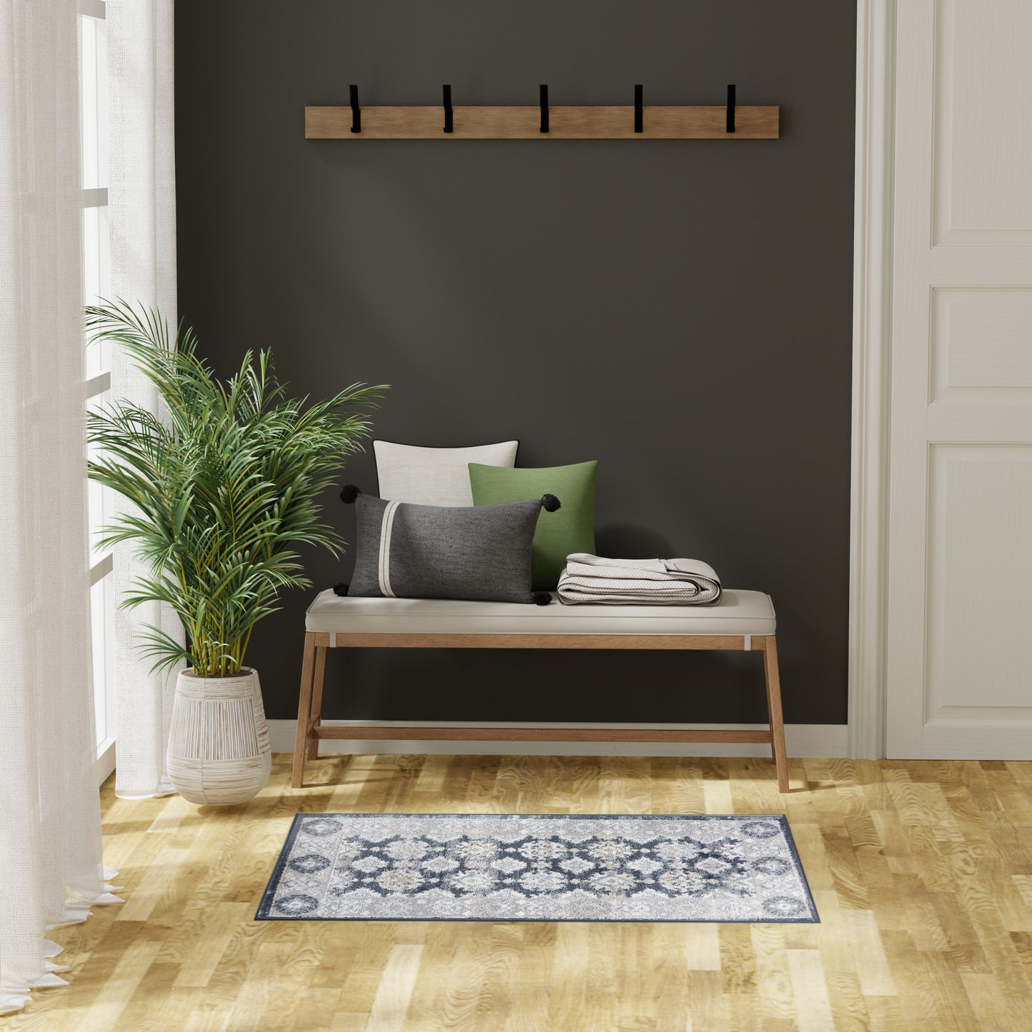 Nourison Dekor 2' x 4' Grey Navy Vintage Indoor Rug