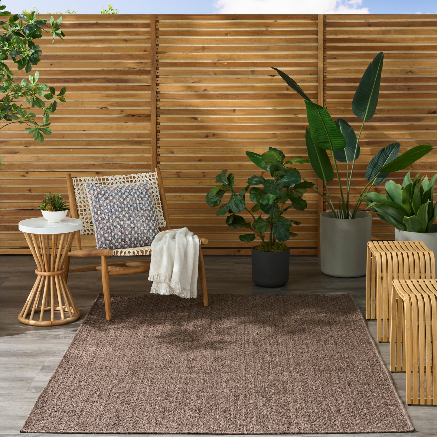 Nourison Tulum 4' x 6' Brown Outdoor Rug