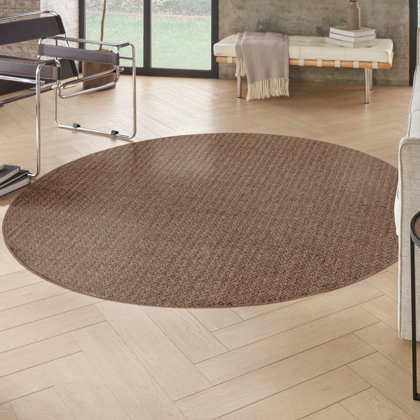 Nourison Tulum 8' x Round Brown Outdoor Rug