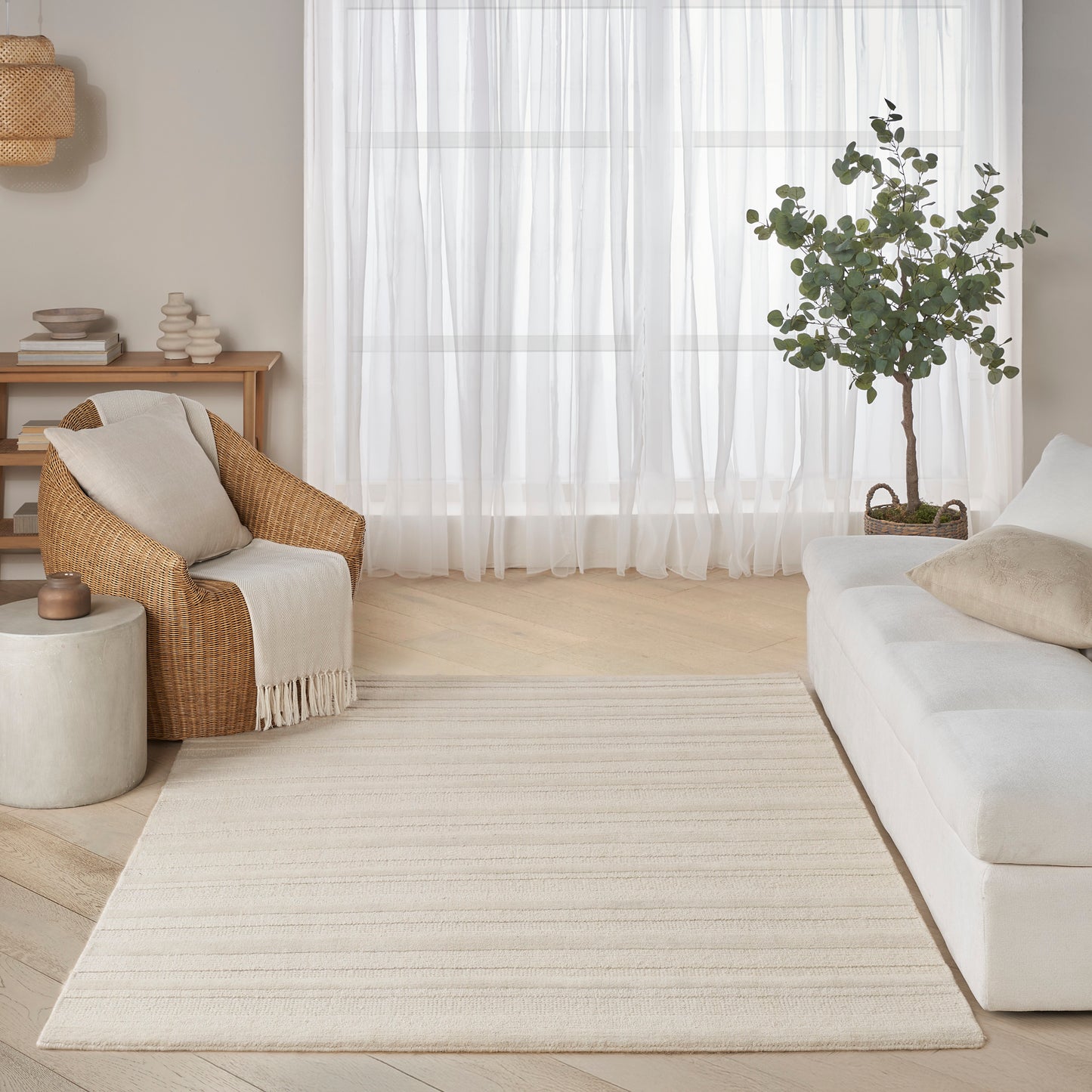 DKNY Pure Multi Weave 4' x 6' Ivory Contemporary Indoor Rug