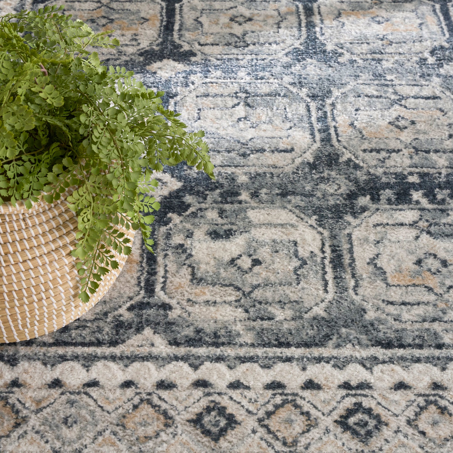 Nourison Dekor 4' x 6' Grey Navy Vintage Indoor Rug