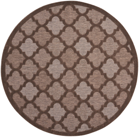 Nourison Easy Care 6' x Round Brown Modern Rug