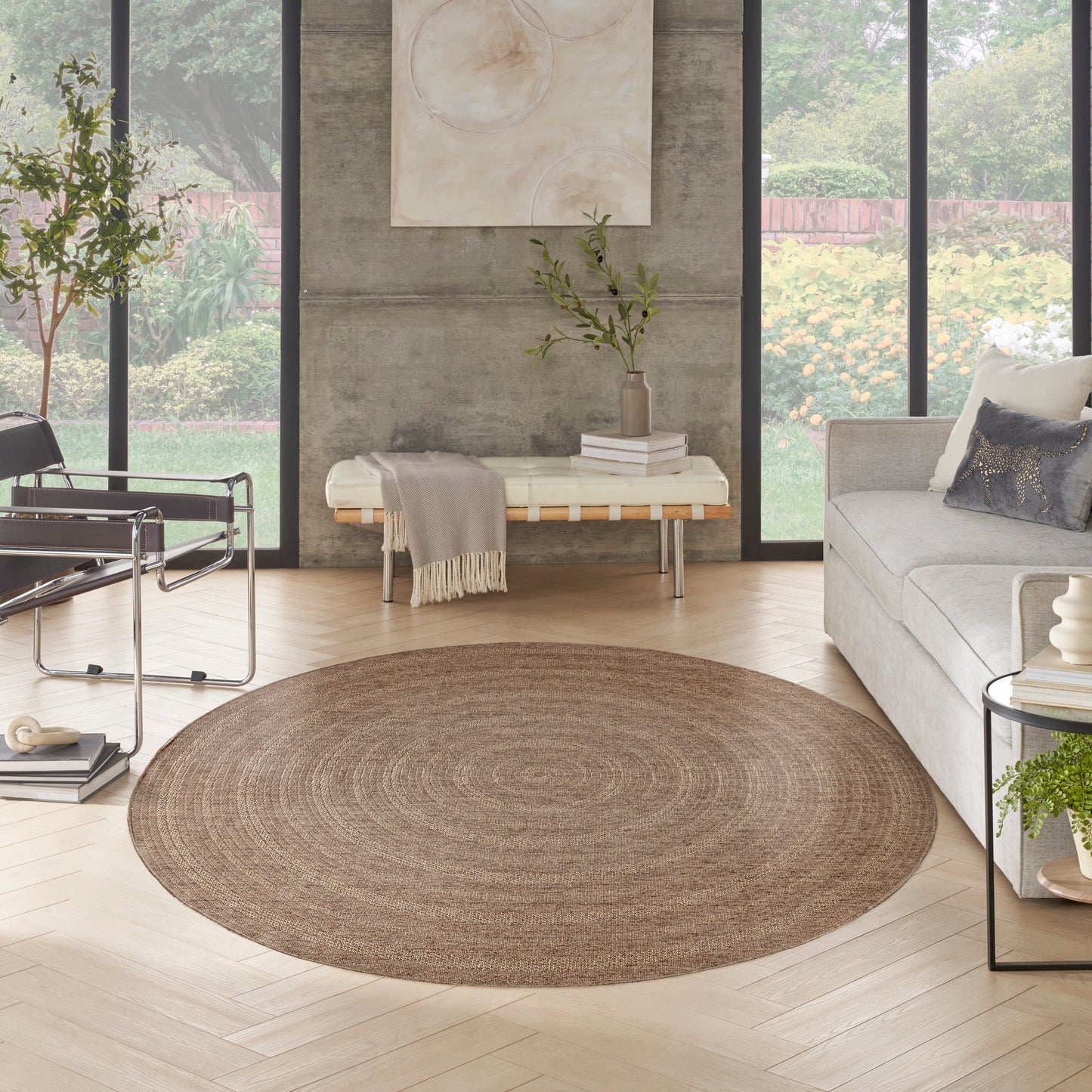 Nourison Tulum 8' x Round Brown Outdoor Rug