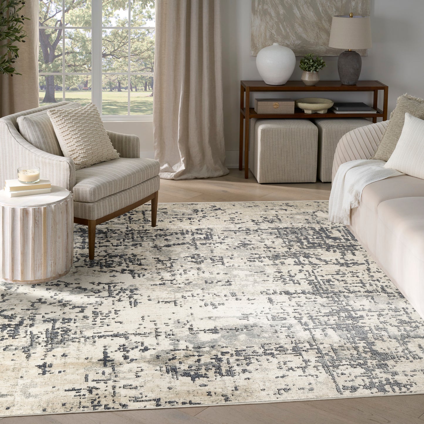 Nourison Quarry 7'10" x 9'10" Ivory Grey Modern Indoor Rug