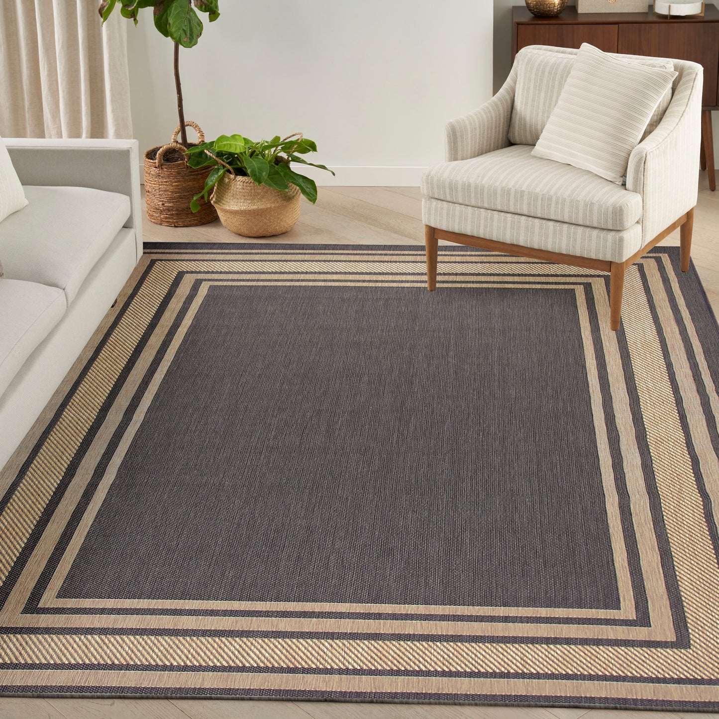 Nourison Horizon Indoor/Outdoor 10' x 14' Charcoal Modern Rug