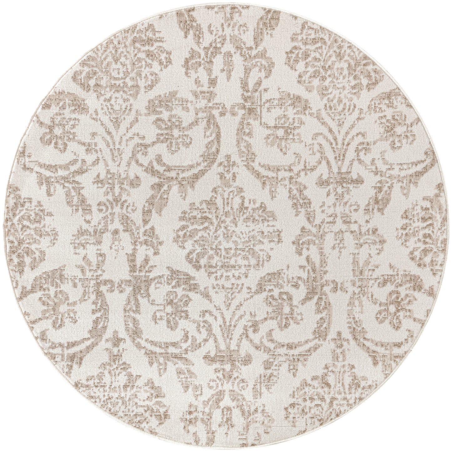 Nourison Jubilant 5'3" x Round Ivory Beige Vintage Indoor Rug