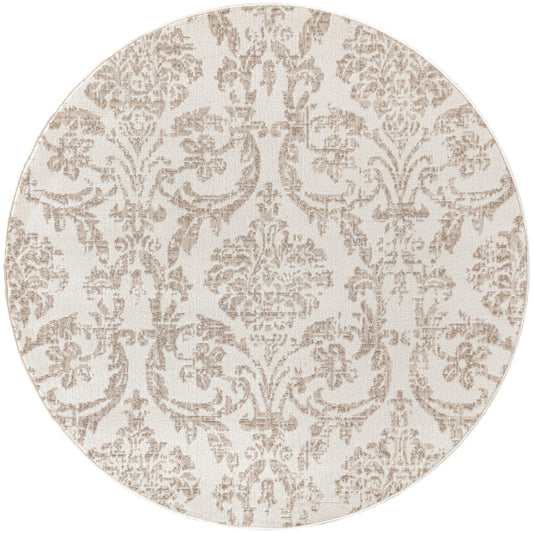 Nourison Jubilant 5'3" x Round Ivory Beige Vintage Indoor Rug