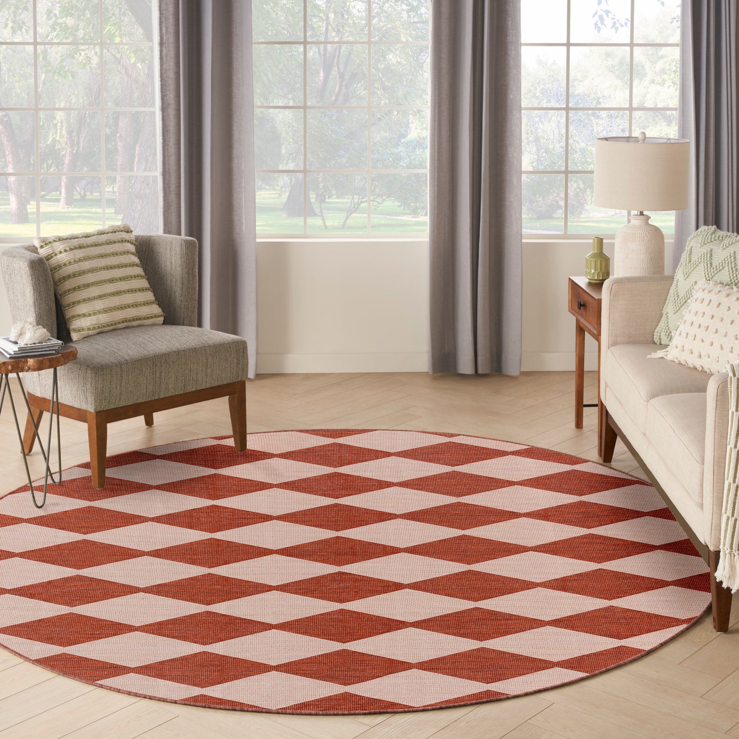 Nourison Positano 6' x Round Terracotta Modern Rug