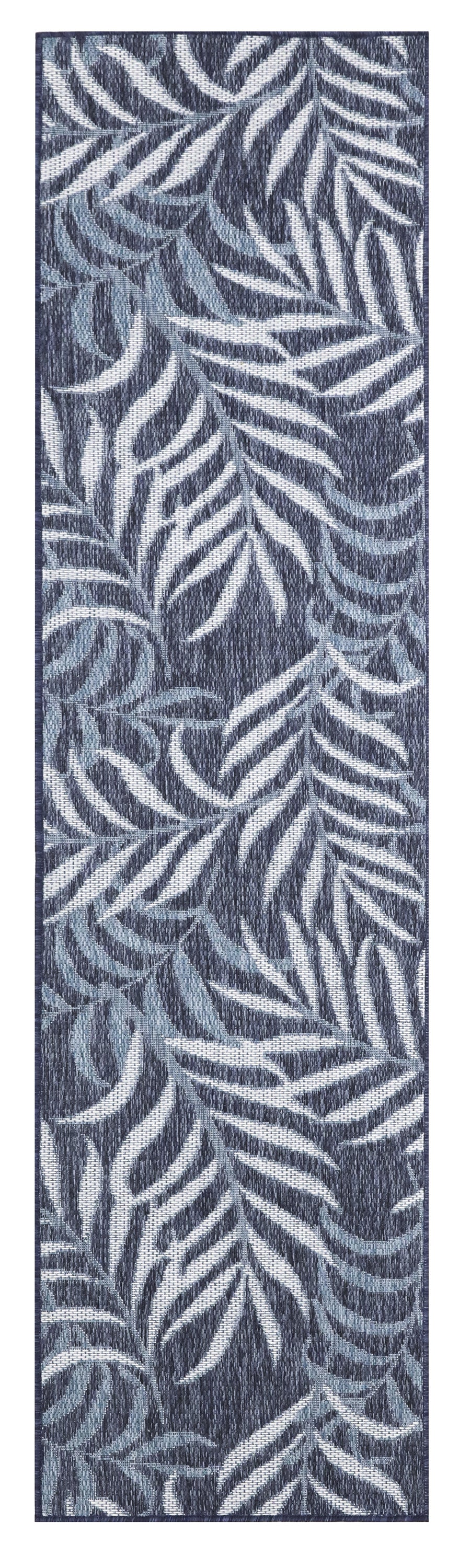 Nourison Garden Oasis 2' x 6' Navy Tropical Rug