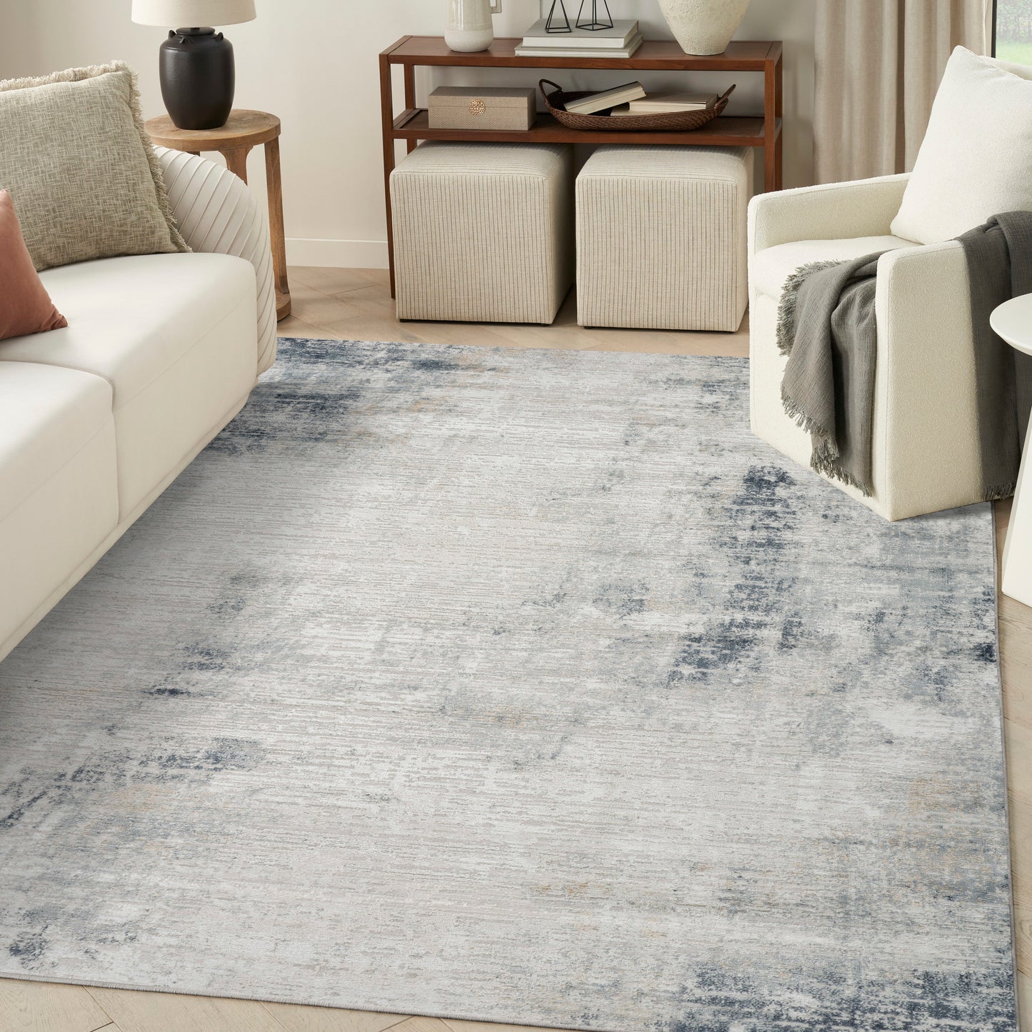 Nourison Dekor 7'10" x 9'10" Grey Navy Modern Indoor Rug