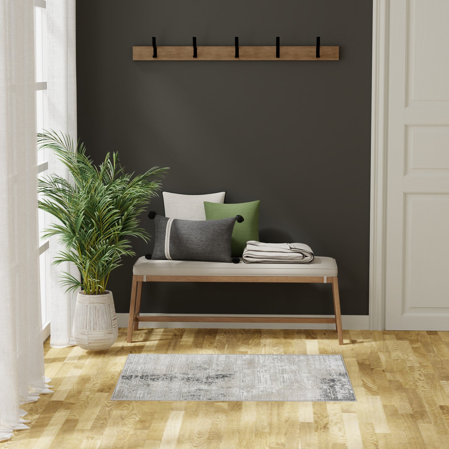 Nourison Dekor 2' x 4' Grey Charcoal Modern Indoor Rug